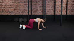 Frau macht Krabbel-Übung