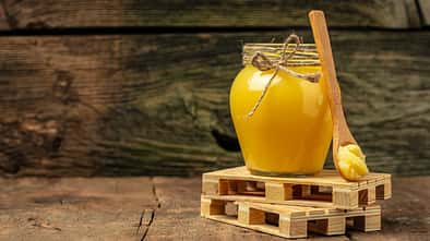 container,asli,foods,ayurveda,branch,view,arginine,white,fat,gol Ghee,Oil.,Ghee,Or,Clarified,Butter,In,Jar,On,A