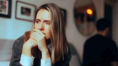 Sad,Woman,Fighting,With,Her,Partner,Thinking,About,Separation.,Unhappy