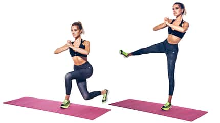 Influencer-Workout Curtsy Lunges mit Kick