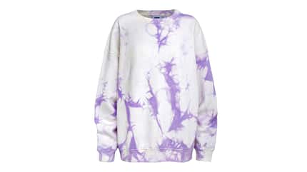 Produktbild von einem Pulli in wei-lila mit Batik-Optik. Produktbild von einem Pulli in wei-lila mit Batik-Optik.