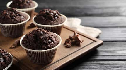 treat,chips,gourmet,space,cacao,cake,text,group,bakery,natural,g Delicious,Chocolate,Muffins,On,Black,Wooden,Table,,Closeup.,Space,For