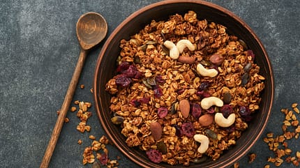 yogurt,corn,bio,nut,dieting,fitness,copy space,protein,jar,grain Homemade,Granola,With,Greek,Yogurt,Or,Milk,And,Cashews,,Almonds,