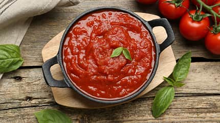 nutrient,gourmet,spice,sauce,red,view,natural,basil,lay,gastrono Homemade,Tomato,Sauce,In,Bowl,And,Fresh,Ingredients,On,Wooden