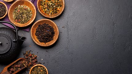 sencha,soothing,assortment,bowls,oolong tea,detox,hot,jasmine,he A,Collection,Of,Various,Teas,Nestled,In,Wooden,Bowls.,Flat