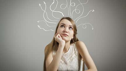 symbol,select,arrow,caucasian,reasoning,sign,maze,beautiful,solu Girl,In,White,Full,Of,Doubts,And,Hesitation.,Girl,Solving