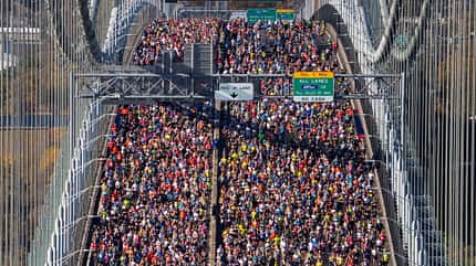 Blick über einen Marathon in New York Blick über einen Marathon in New York