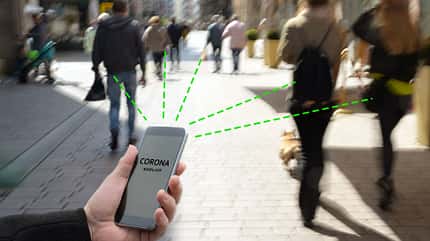 Corona Warn App Die Corona-Warn-App nimmt mittels Bluetooth Signale anderer Smartphones verschlüsselt auf