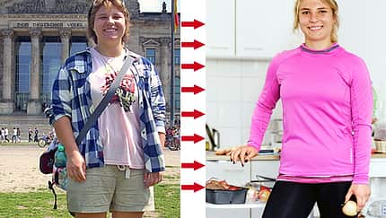 Anna hat 26 Kilo abgenommen: vorher wog sie 87 Kilo und nachher 61 Kilo
