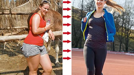 Claudia hat abgenommen: vorher wog sie 73 Kilo, nachher 57 Kilo