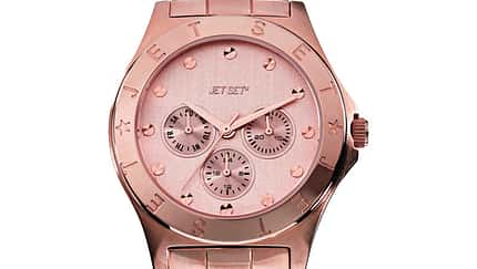 Durchmesser: 38 mm, Gehäuse und Band: Edelstahl rosé, wasserdicht bis 5 bar - 