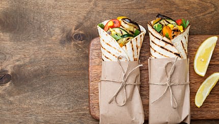 Vegan,Tortilla,Wrap,,Roll,With,Grilled,Vegetables.