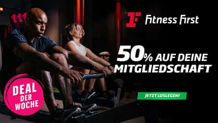 Im Deal der Woche sparst du bei Fitness First 50 % auf die ersten 8 Wochen. 