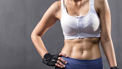 Sexy,Asian,Woman,Abdominal,With,Six,Pack,Core,Body,Muscle