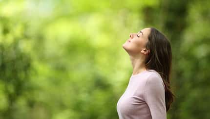 Profile,Of,A,Relaxed,Woman,Breathing,Fresh,Air,In,A