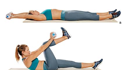 Trainingsplan flacher Bauch: Crunches mit angezogenen Beinen