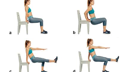 Trainingsplan flacher Bauch: Dips am Stuhl