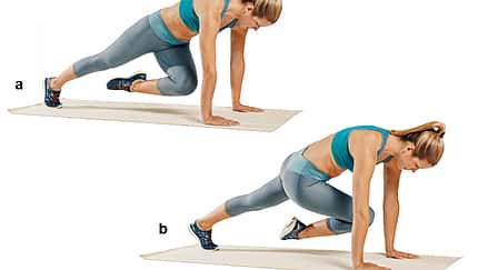 Trainingsplan flacher Bauch: Brett mit diagonalem Beinzug