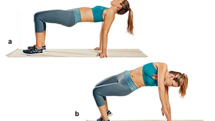 Trainingsplan flacher Bauch: Brücke mit Übergriff