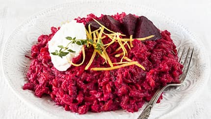 Rote-Beete-Risotto mit Ziegenkäse