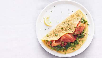 Eier-Wrap mit Lachs und Avocado Eier-Wrap mit Lachs und Avocado
