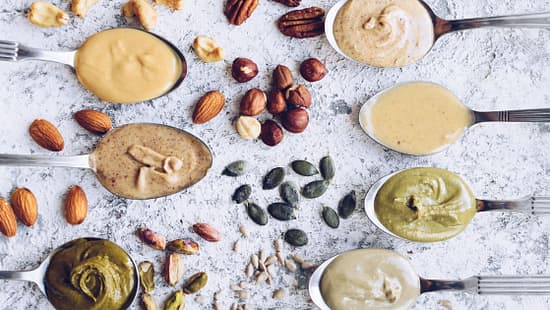 Nuts and seeds butter on a spoon