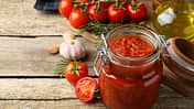 Homemade,Tomato,Sauce,In,Jar,And,Ingredients,On,Wooden,Table.